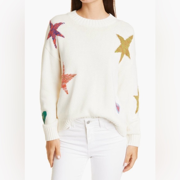 Rails Zoey Intarsia Star Cotton & Cashmere Sweater Ivory Rainbow Size M, NWOT - Picture 16 of 16